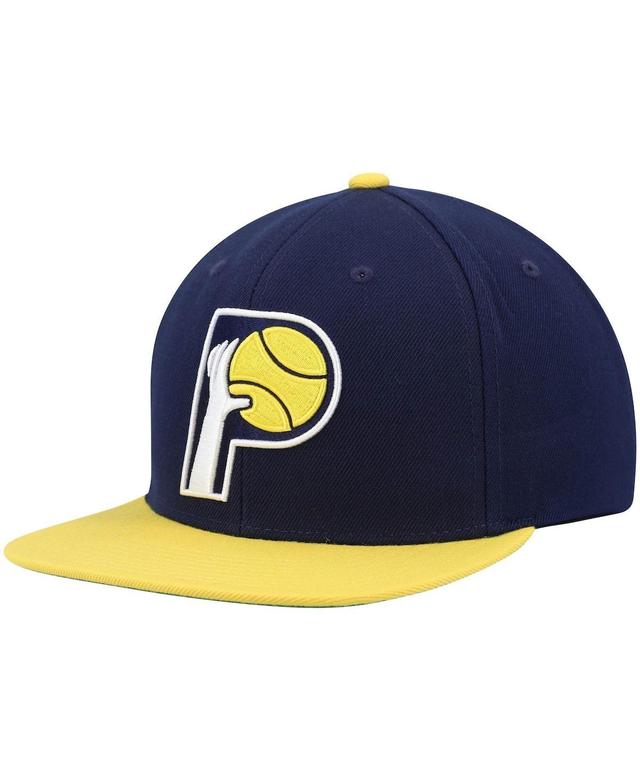 Mens Mitchell & Ness Navy and Gold Indiana Pacers Hardwood Classics Team Two-Tone 2.0 Snapback Hat - Navy Product Image