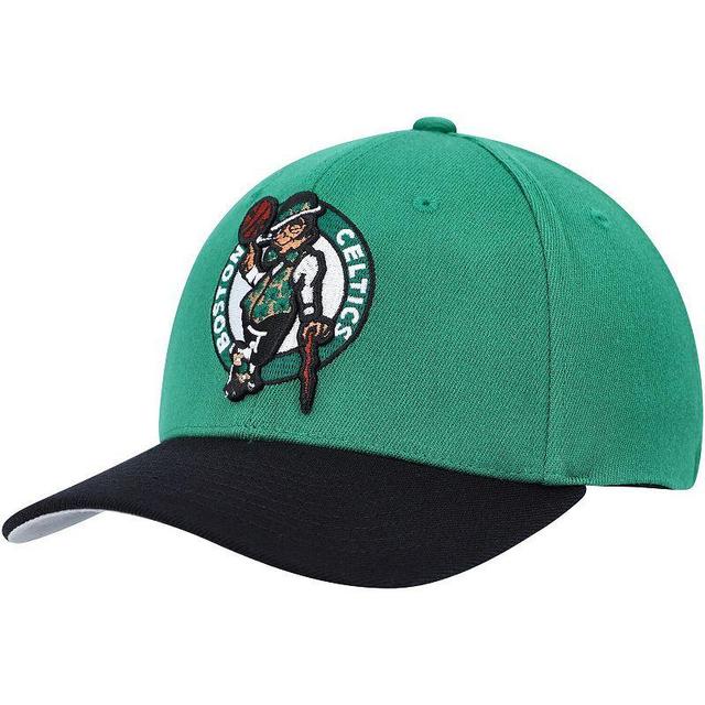 Mens Mitchell & Ness Kelly /Black Boston Celtics MVP Team Two-Tone 2.0 Stretch-Snapback Hat Product Image