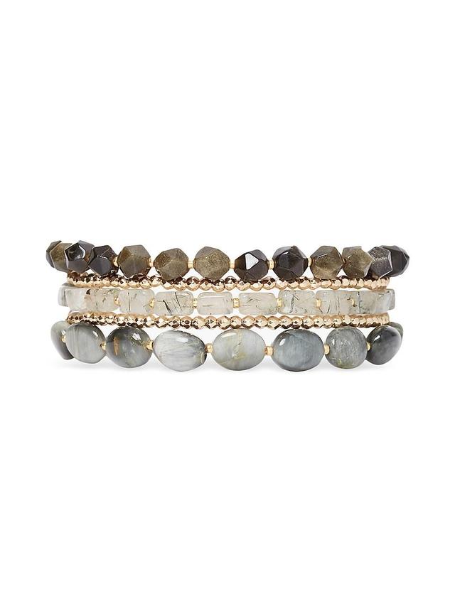 Womens Naked 18K-Gold-Plated & Multi-Gemstone Wrap Bracelet Product Image