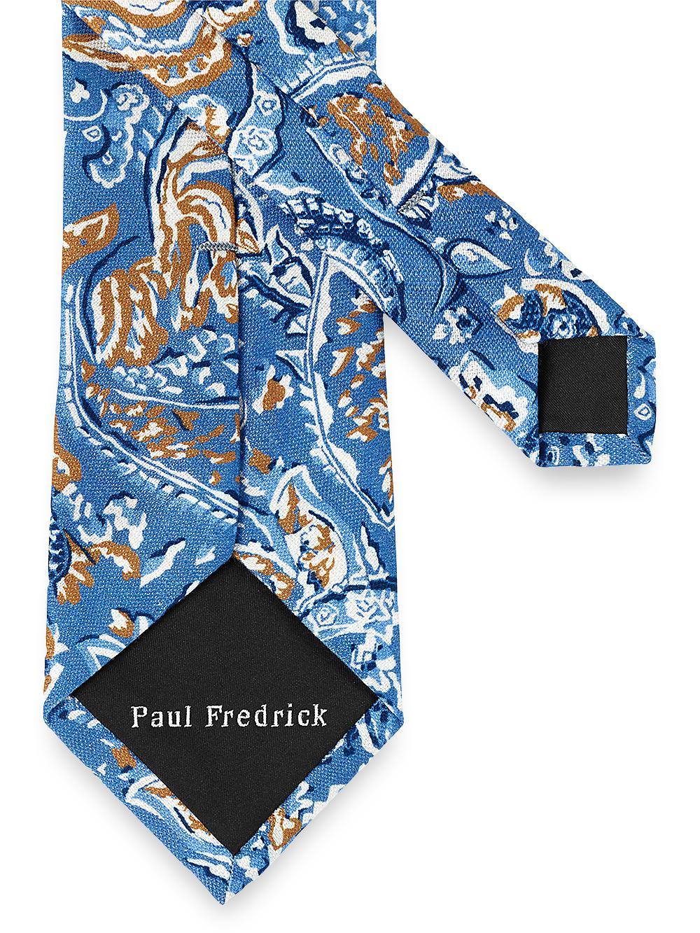 Paisley Woven Silk Tie - Blue/tan Product Image