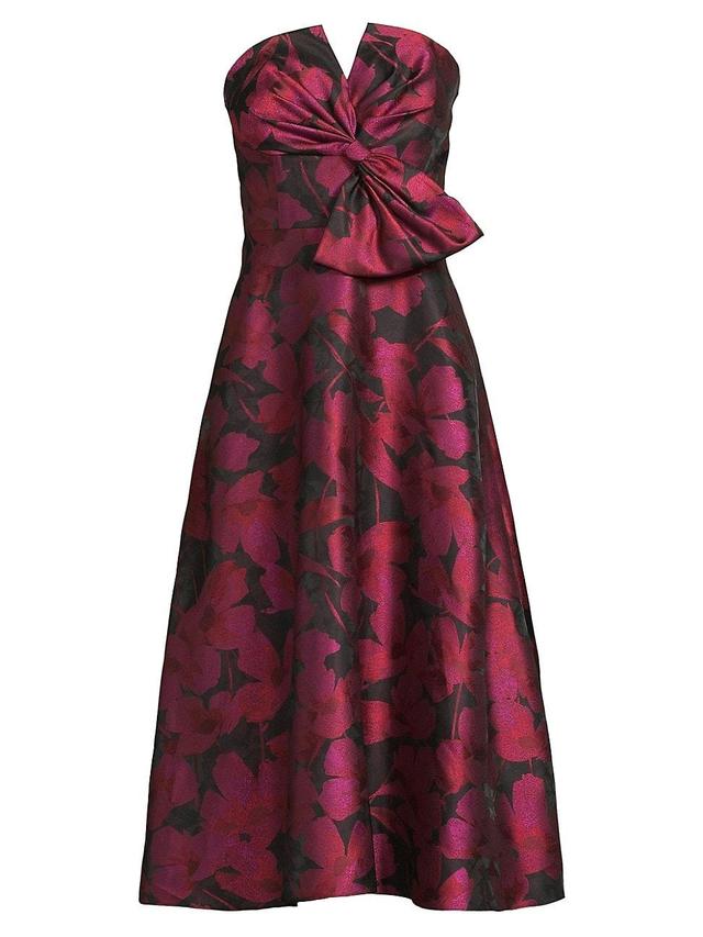 Womens Floral Jacquard Midi-Dress Product Image