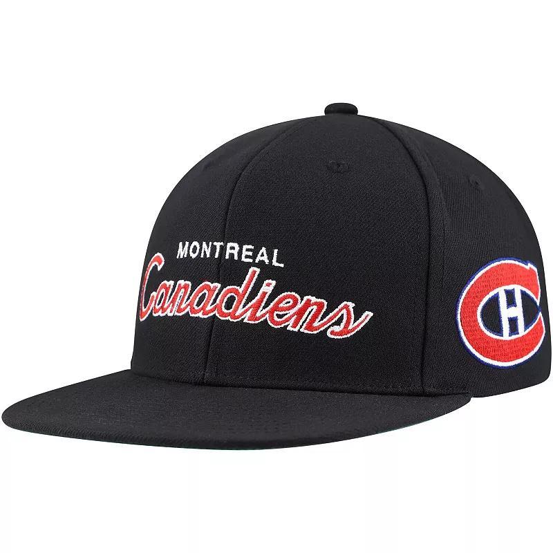 Mens Mitchell & Ness Black Montreal Canadiens Core Team Script 2.0 Snapback Hat Product Image