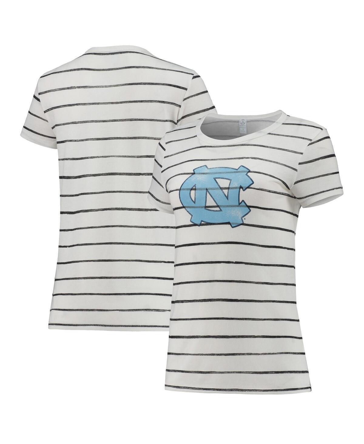 Womens Alternative Apparel White North Carolina Tar Heels Ideal Stripe Tri-Blend T-shirt Product Image