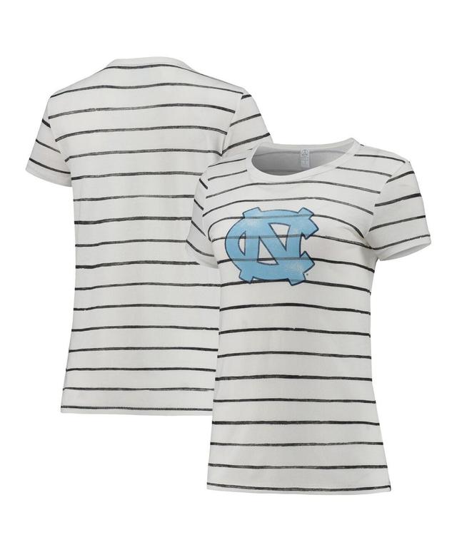 Womens Alternative Apparel White North Carolina Tar Heels Ideal Stripe Tri-Blend T-shirt Product Image