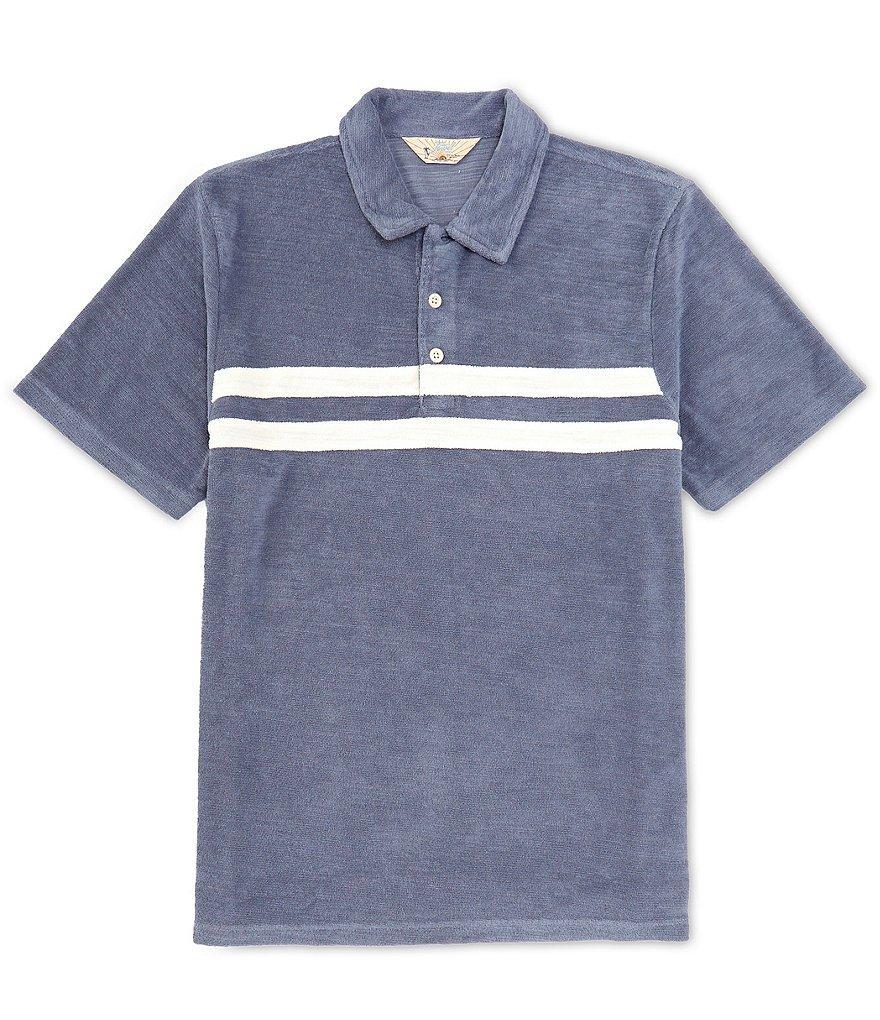 Faherty Surf Stripe Terry Cloth Short Sleeve Polo Shirt Product Image