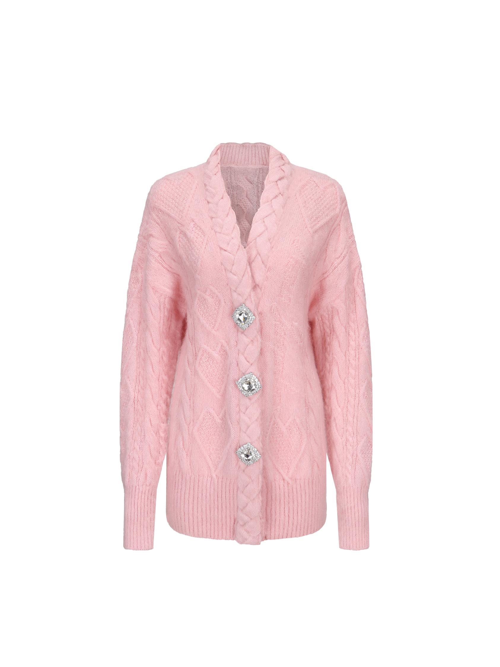 Lexi Knit Diamond Cardigan (Pink) Product Image