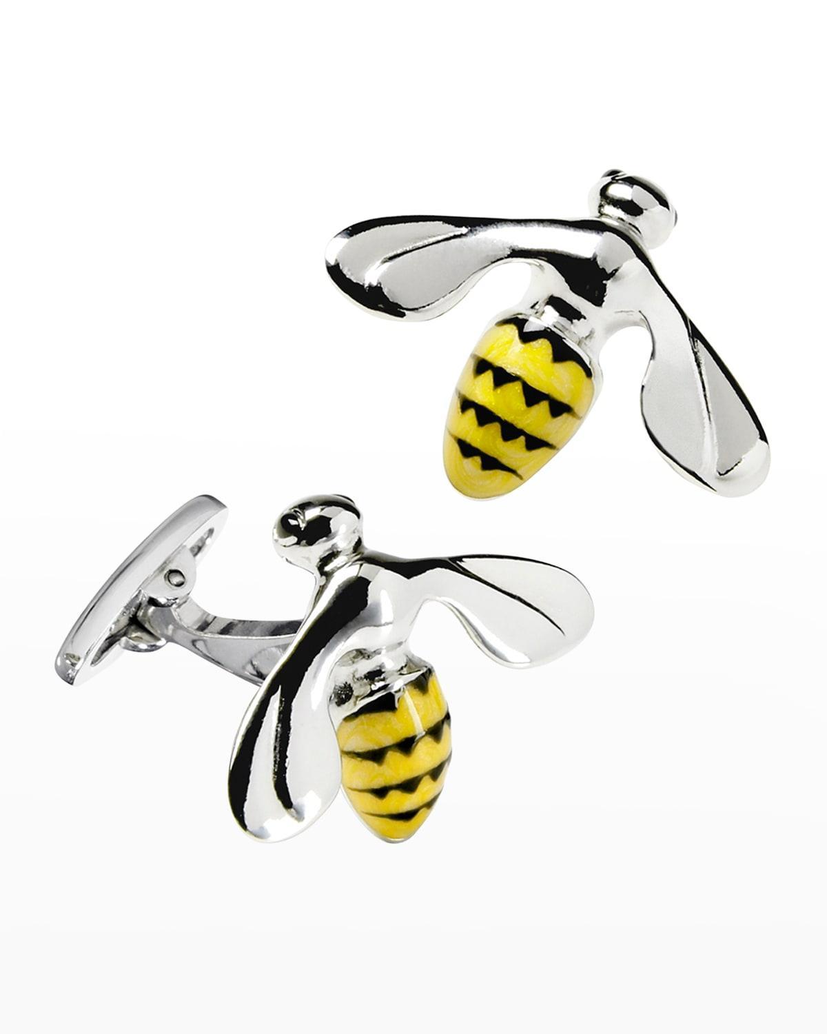 Mens Triumphant Bee Enamel & Sterling Silver Cufflinks Product Image