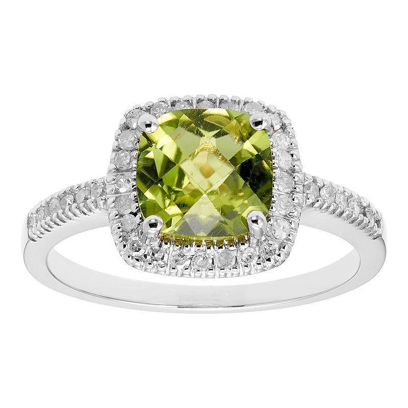 Peridot 10K Gold & 1/5 Carat T.W. Diamond Frame Ring, Womens Green Product Image