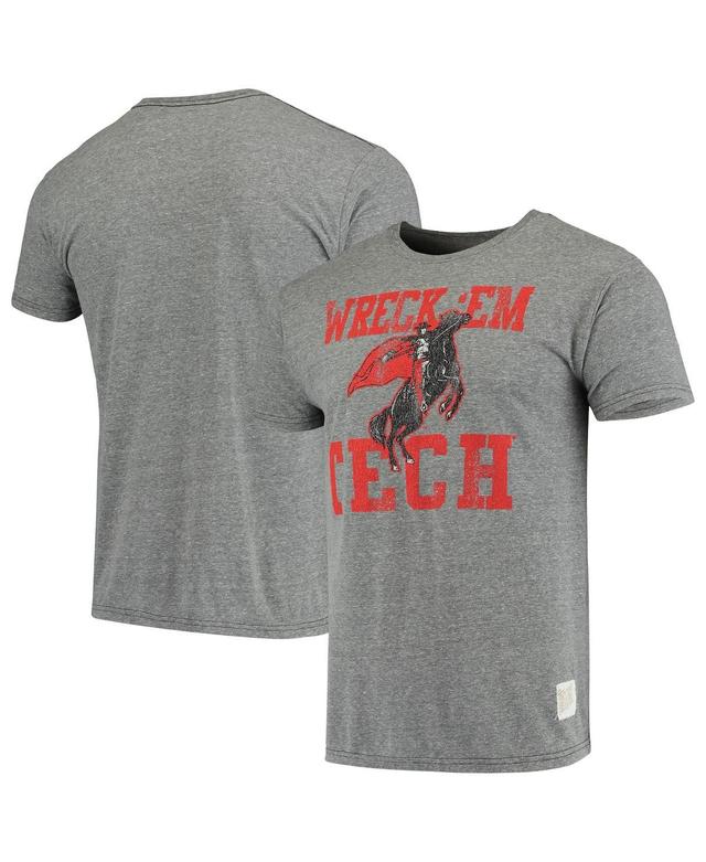 Mens Original Retro Brand Heathered Gray Texas Tech Red Raiders Vintage Logo Tri-Blend T-Shirt Product Image