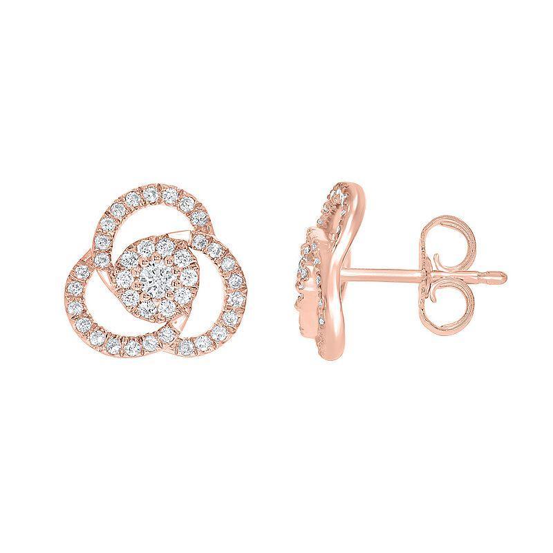 10k Gold 1/3 Carat T.W. Diamond Clover Earrings, Womens, 10k Rose Gold Product Image