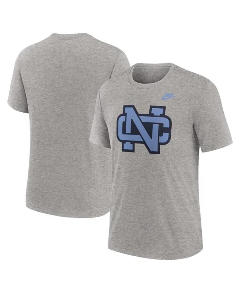 NIKE Men's Heather Gray North Carolina Tar Heels Blitz Evergreen Legacy Primary Tri-blend T-shirt Product Image