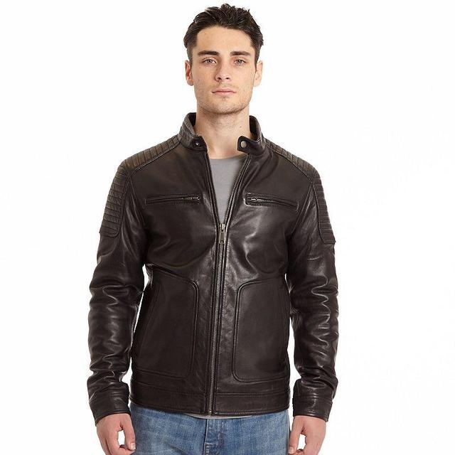 Mens Excelled Lamb Leather Moto Jacket Product Image