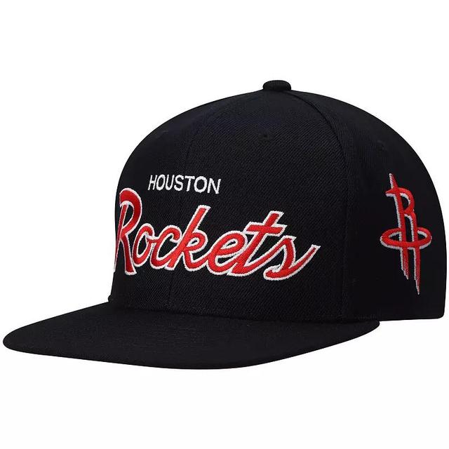 Mens Mitchell & Ness Houston Rockets Hardwood Classics Script 2.0 Snapback Hat Product Image