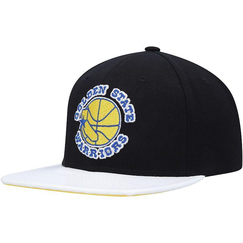 Mens Mitchell & Ness /White Golden State Warriors Hardwood ClassicsWear Away VisorSnapback Hat Product Image