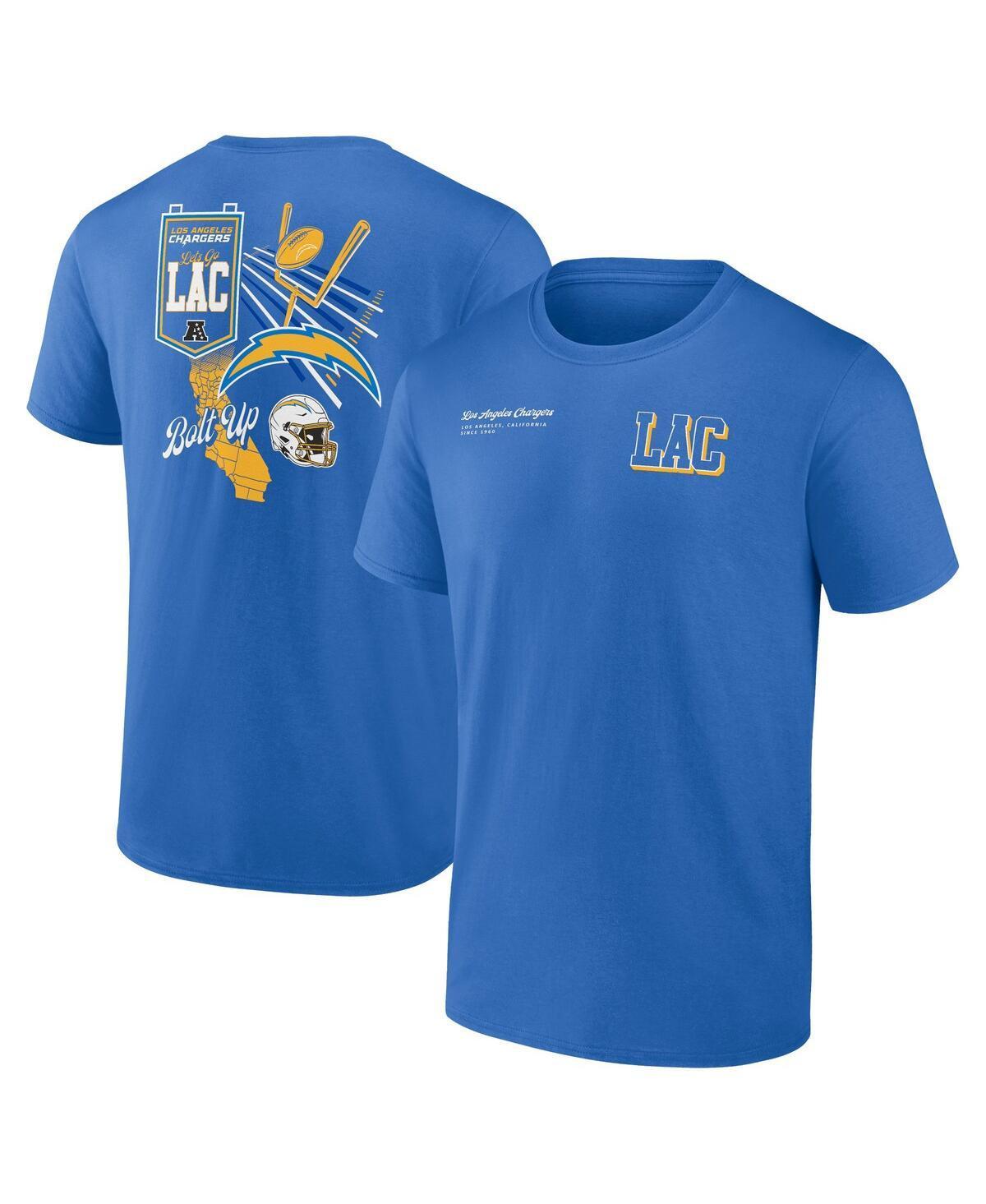 Fanatics Mens Powder Blue Los Angeles Chargers Split Zone T-Shirt Product Image