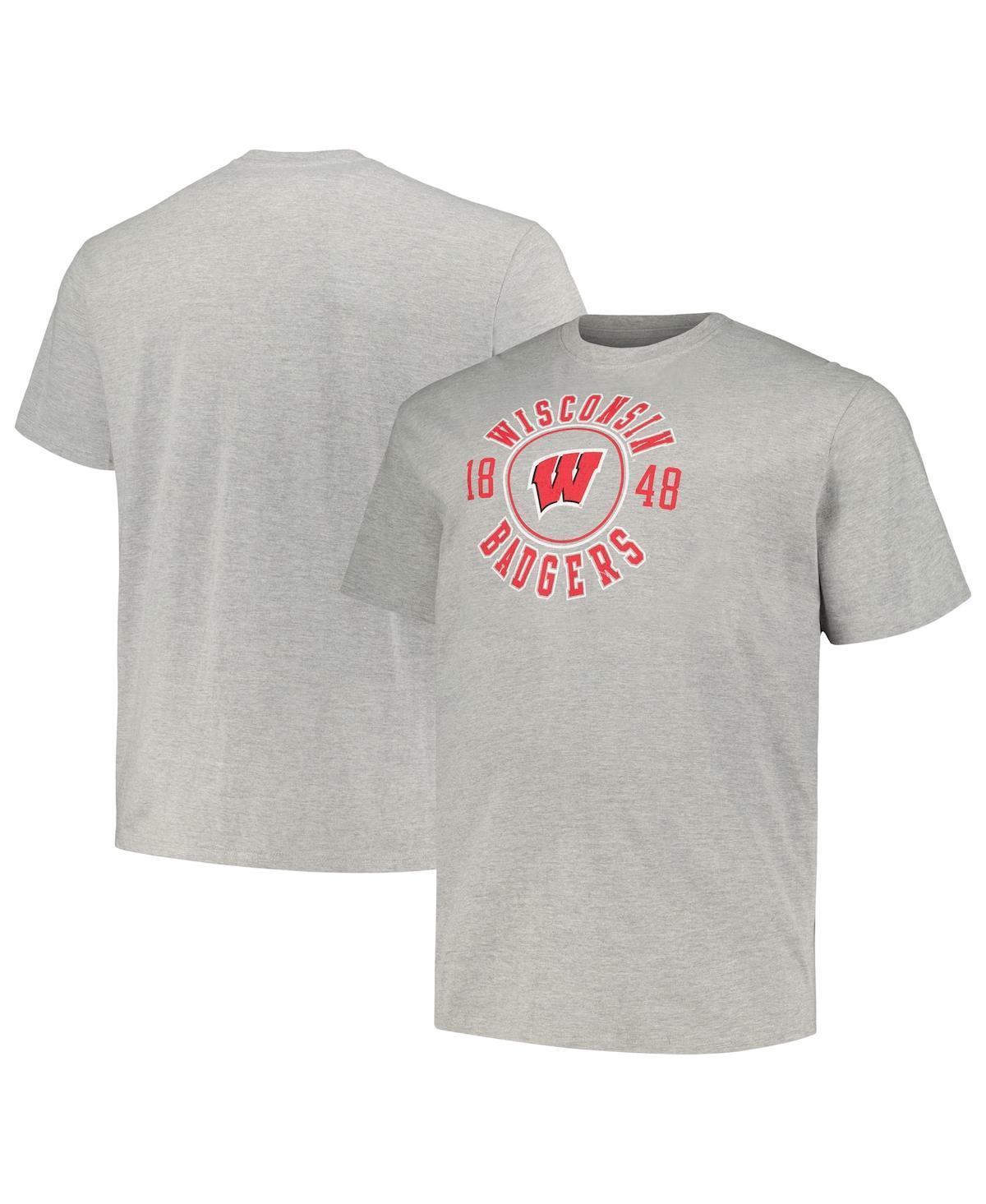 Champion Mens Heather Gray Wisconsin Badgers Big Tall Circle Logo T-Shirt Product Image