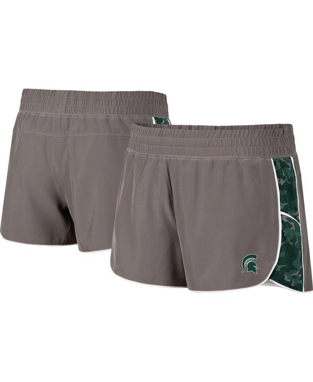 Womens Colosseum Gray/Green Michigan State Spartans Pamela Lined Shorts Product Image