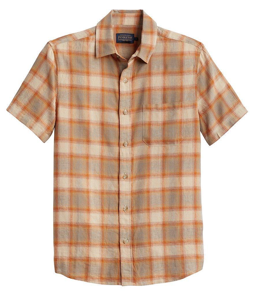 Pendleton Dawson Plaid Short Sleeve Linen-Blend Shirt Product Image