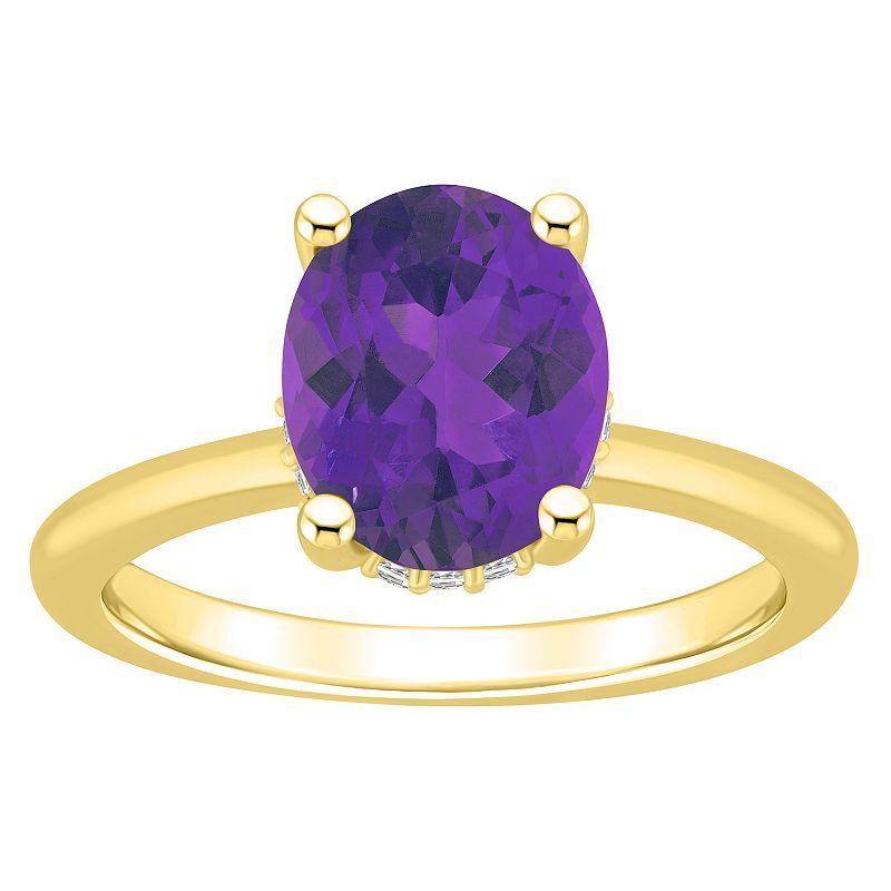 Alyson Layne 14k Gold Oval Amethyst & Diamond Accent Ring, Womens Product Image