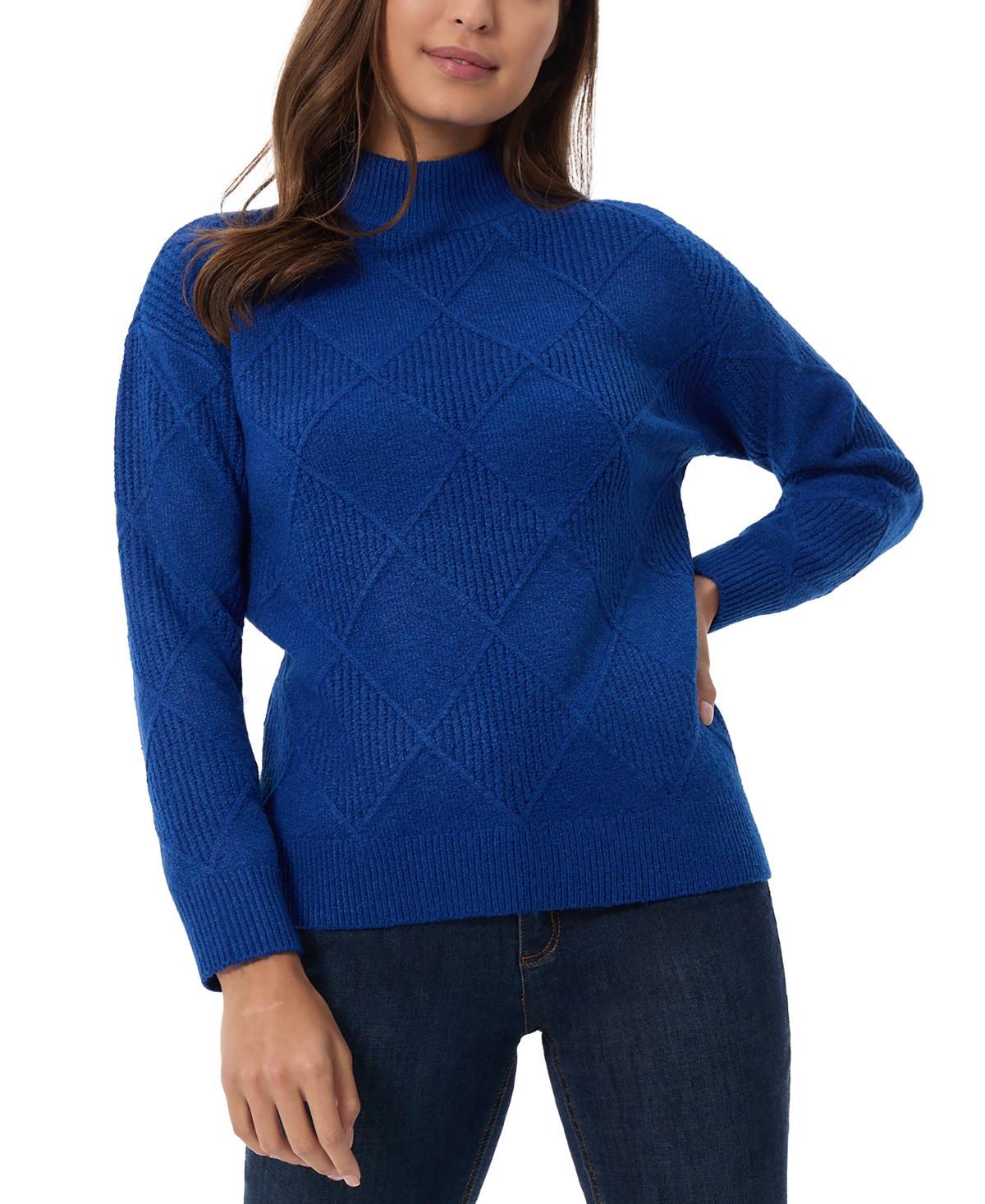 Jones New York Womens Diamond-Stitch Mock-Neck Sweater Product Image