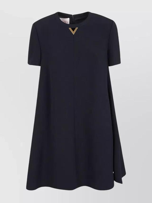 VALENTINO Structured Couture Solid Dress In Dark Blue Product Image