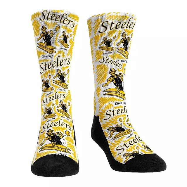 Rock Em Socks Pittsburgh Steelers Throwback Logo Sketch Crew Socks, Mens Product Image