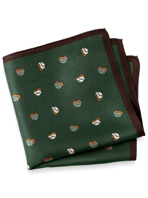 Geometric Silk Pocket Square - Green Product Image