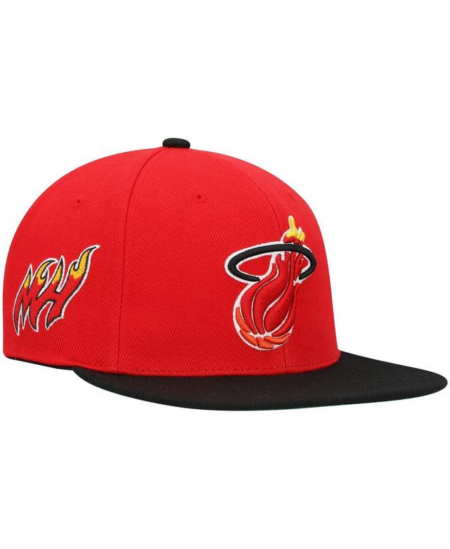 Mens Mitchell & Ness Red/Black Miami Heat Hardwood Classics Snapback Hat Product Image