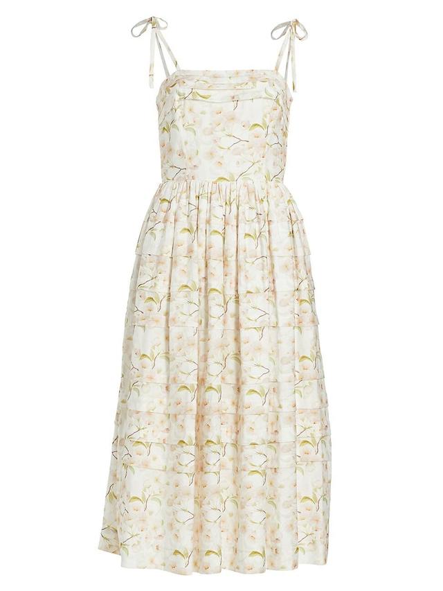 Womens Callie Floral Pleated Midi-Dress Product Image