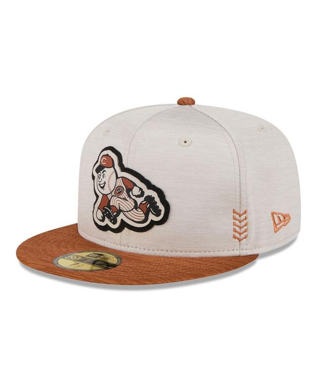 Mens New Era Stone Cincinnati Reds 2024 Clubhouse 59FIFTY Fitted Hat - Stone Product Image