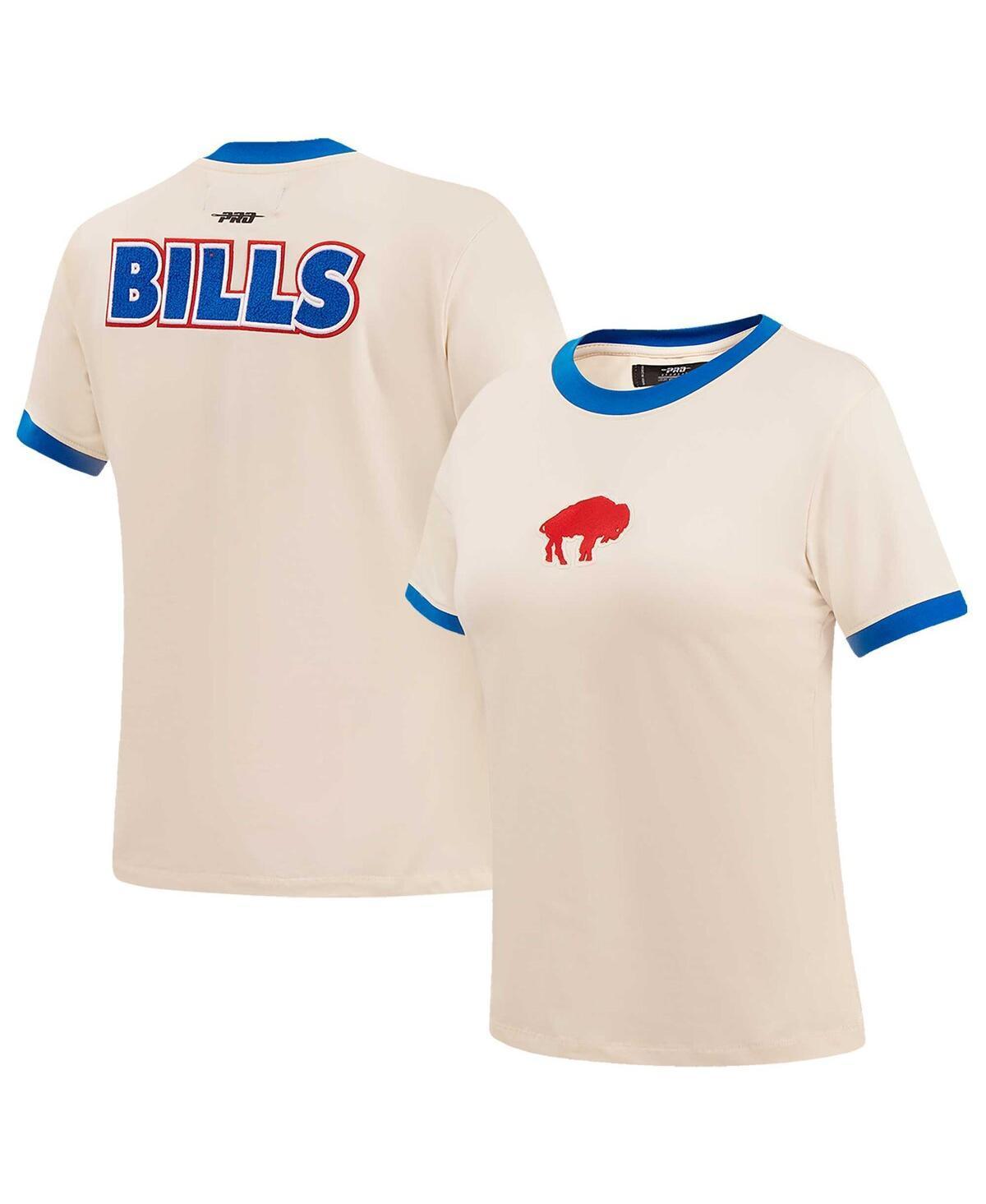 Womens Pro Standard Cream Distressed Buffalo Bills Retro Classic Ringer T-shirt Product Image