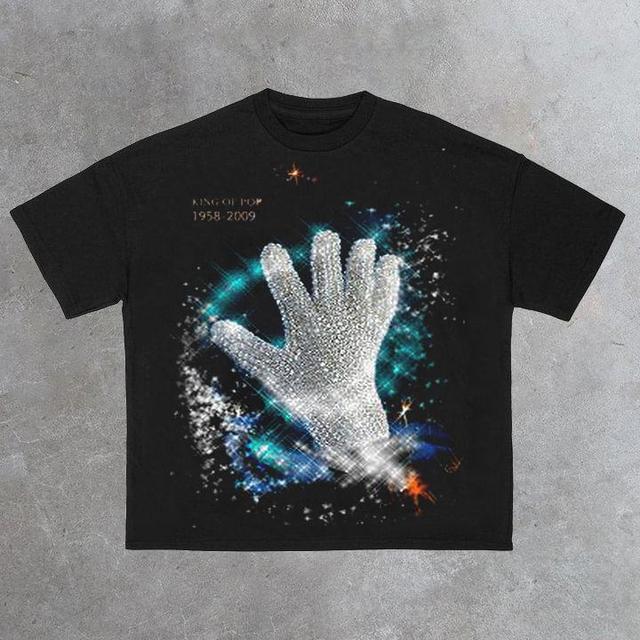 Vintage Crystal Glove Miss The King Of Pop Music Forever Spirit Graphic Cotton T-Shirt Product Image