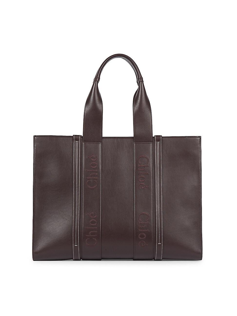 Womens Medium Woody Leather Tote Bag Product Image