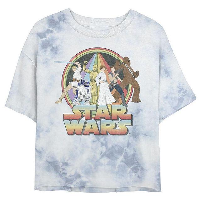 Juniors Star Wars: Rainbow Group Shot Vintage Poster Wash Graphic Crop Tee, Girls Product Image