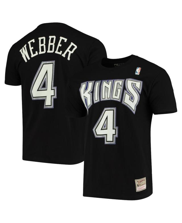 Mens Mitchell & Ness Chris Webber Black Sacramento Kings Hardwood Classics Name & Number Team T-Shirt Product Image