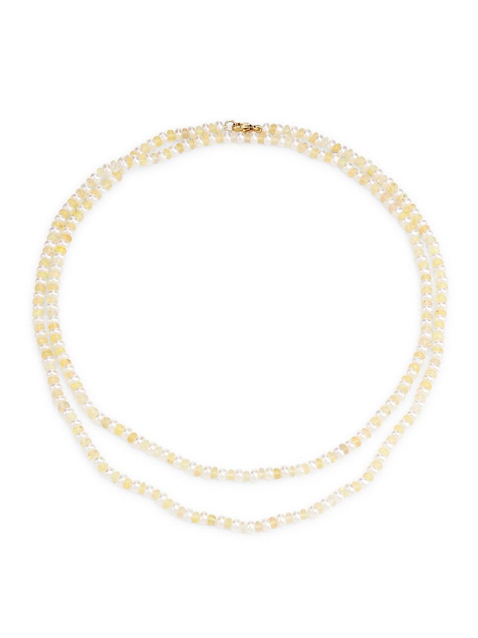 Womens Ocean 14K Yellow Gold, Freshwater Pearl & Opal Beaded Double-Strand Necklace Product Image