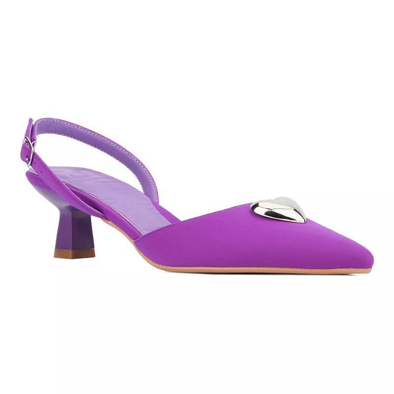 Olivia Miller Mystic Womens Heart Accent Slingback Kitten Heels Product Image