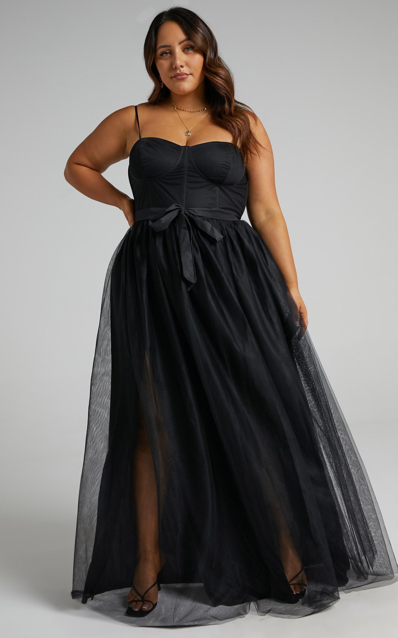 At The Altar Midi Dress - Bodice Dress in Black Product Image