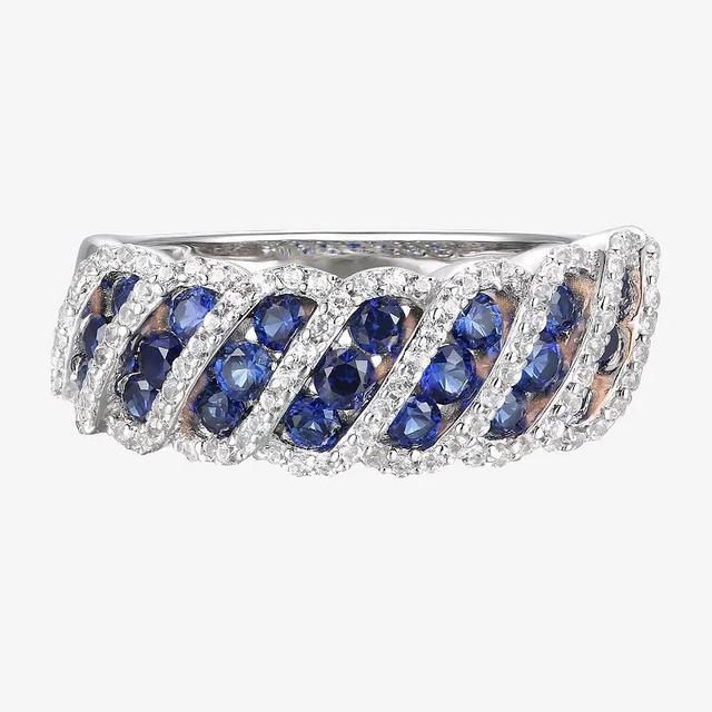 Sterling Silver Lab-Created Blue & White sapphire Ring, Womens Product Image