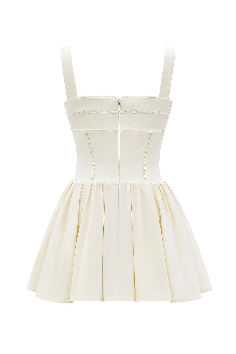 Honor Buttermilk Ribbon Detailed Mini Dress Product Image