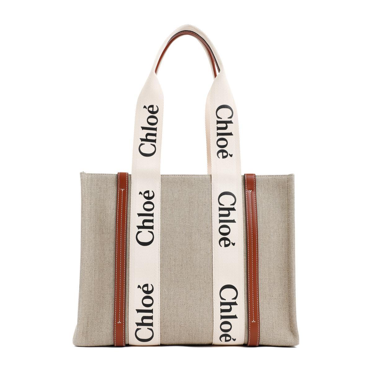 Beige Woody Cotton Tote Bag Product Image