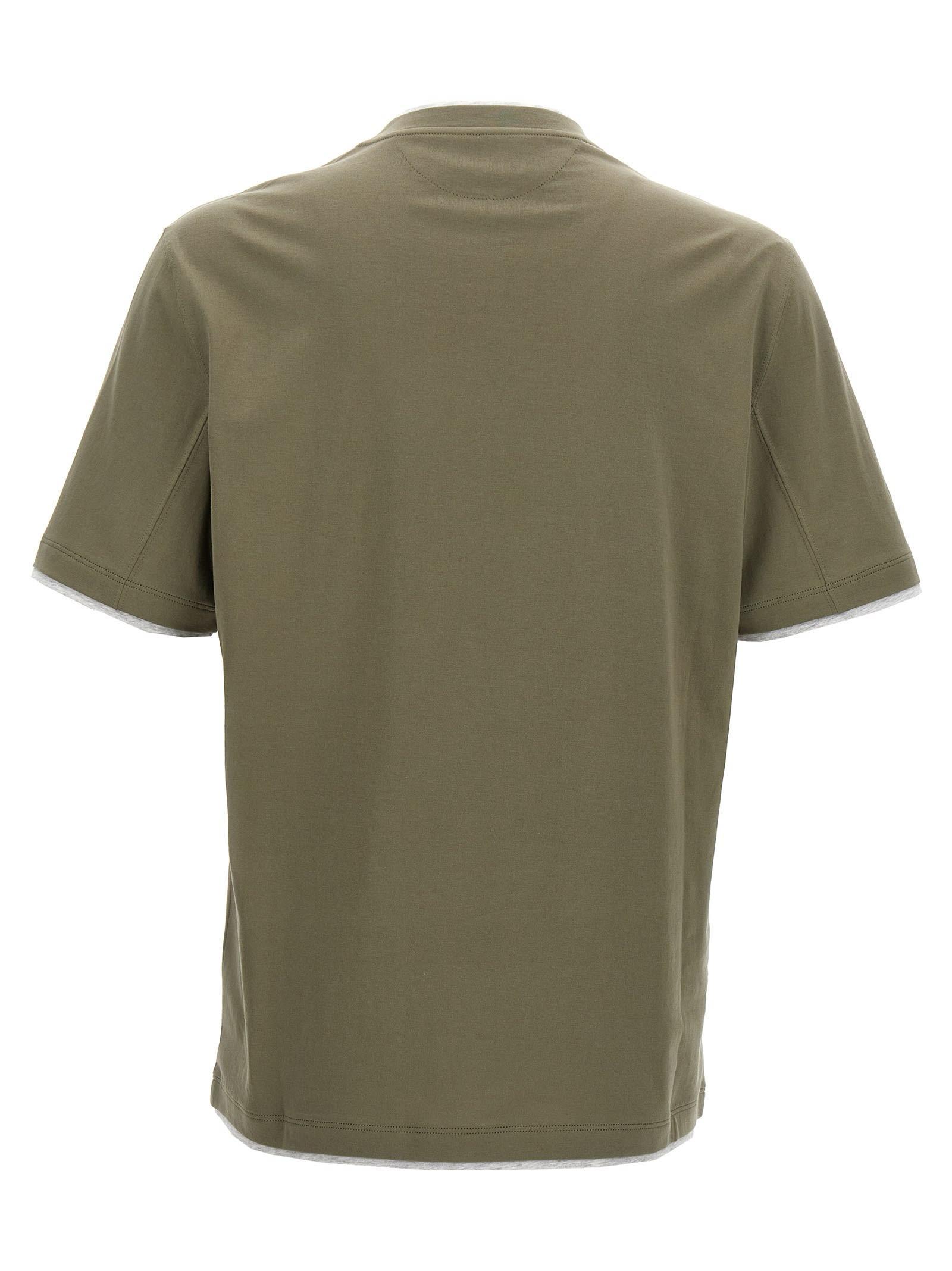 BRUNELLO CUCINELLI Layered T-shirt In Green product image