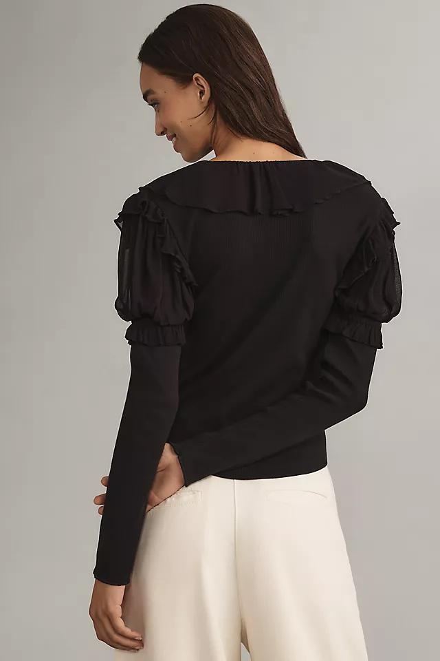 By Anthropologie Long-Sleeve Ruffle Top Product Image