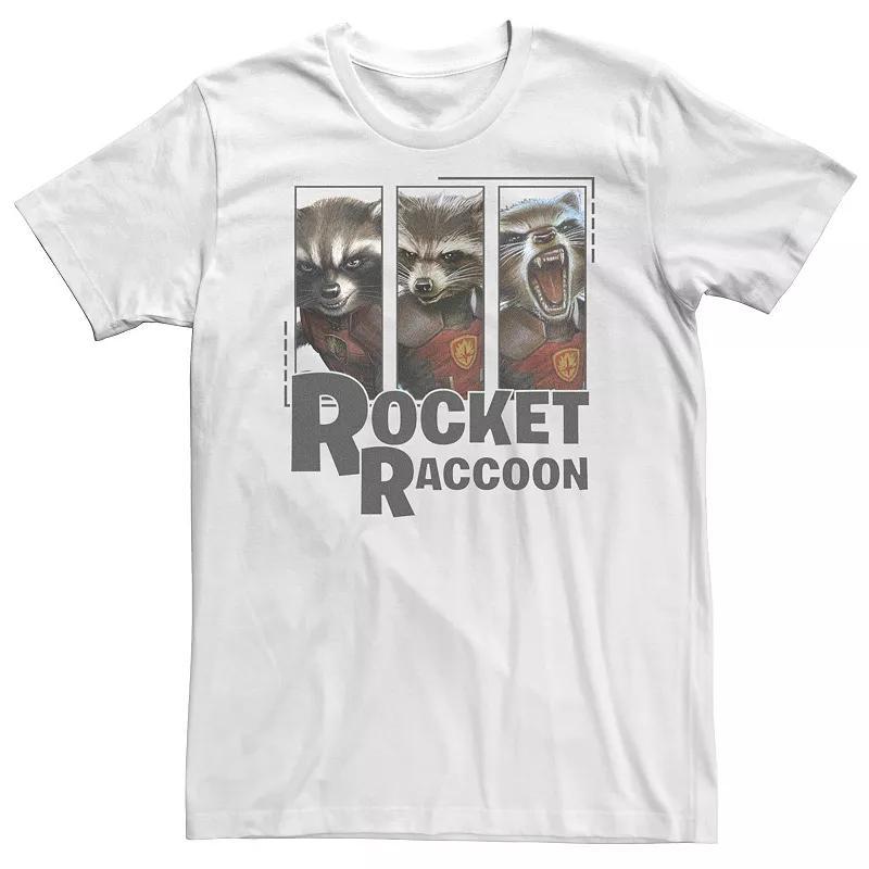 Big & Tall Marvel Guardians Of The Galaxy Rocket Raccoon Portrait Panels Tee, Mens Product Image