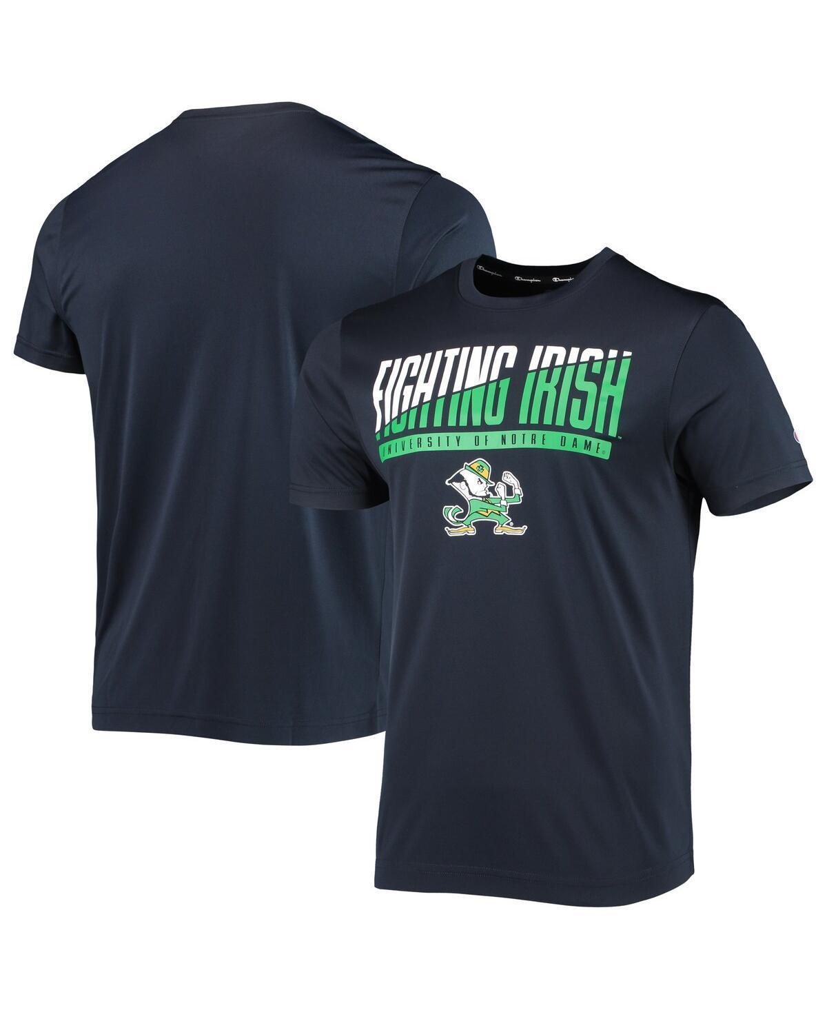 Mens Champion Navy Notre Dame Fighting Irish Wordmark Slash T-shirt Product Image