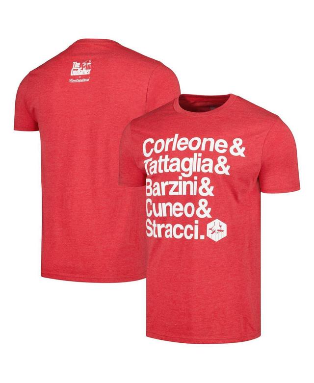 Mens Contenders Clothing Heather Red The Godfather Five Families T-shirt Product Image