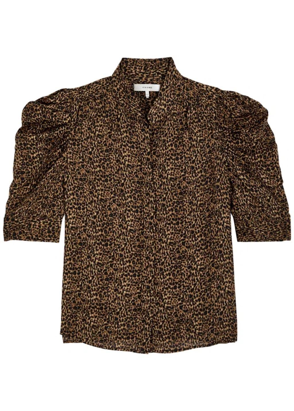 Gillian Leopard-print Silk-chiffon Blouse In Brown product image