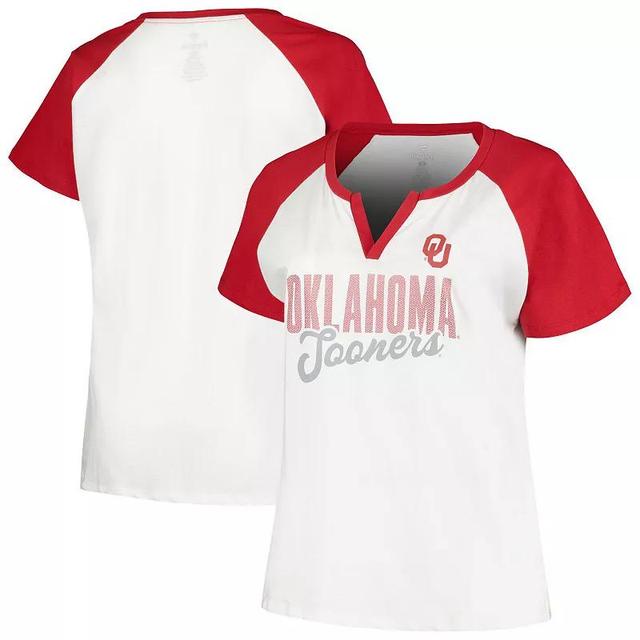 Womens Profile /Crimson Oklahoma Sooners Plus Size Best Squad Shimmer Raglan Notch Neck T-Shirt Product Image