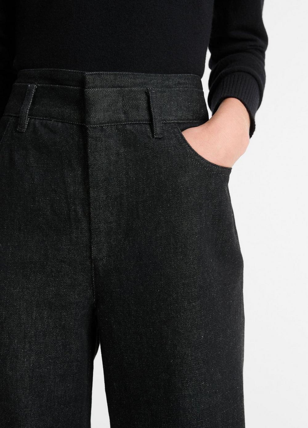 Mid-Rise Double-Waistband Washed Denim Product Image