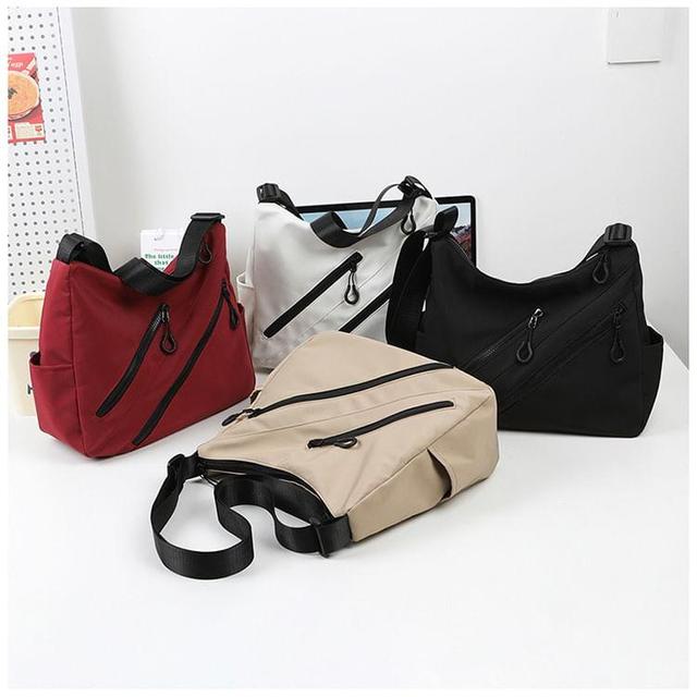 Plain Zip Panel Nylon Crossbody Bag Product Image